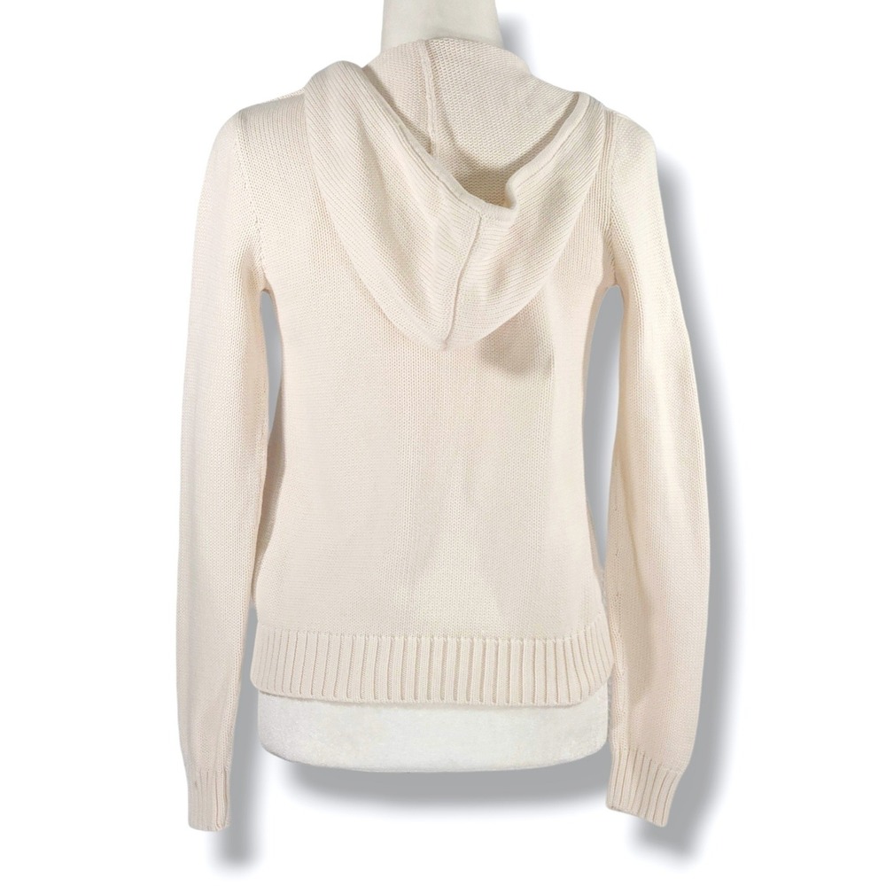 Ralph Lauren Sweater Hoodie Full Zip Pony Logo Cotton Cream M - Picture 2 of 7